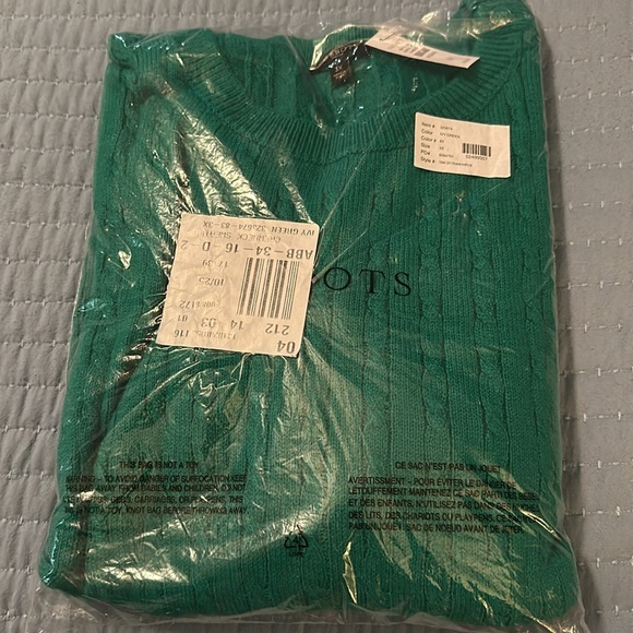 Talbots Woman Green Cable Knit Sweater 3X NWT - Picture 5 of 7